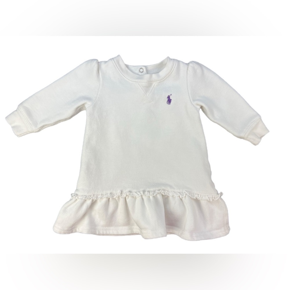 RALPH LAUREN Long Sleeve Fleece Dress - 6M